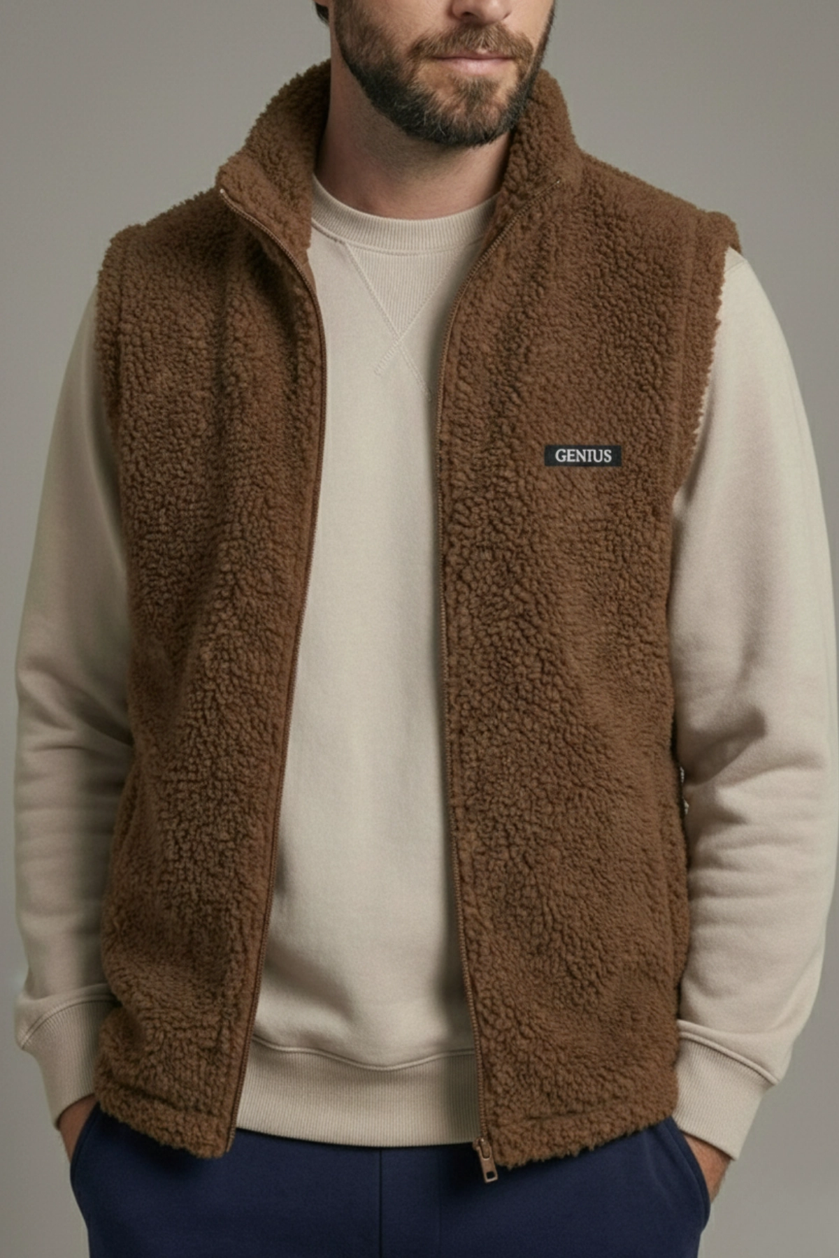 Erkek%20Yelek%20İçi%20Şardonlu%20Sherpa%20Peluş%20Yelek%20Tam%20Fermuarlı%20Cepli%20%20Kuzu%20Outdoor%20Yelek-Kahverengi