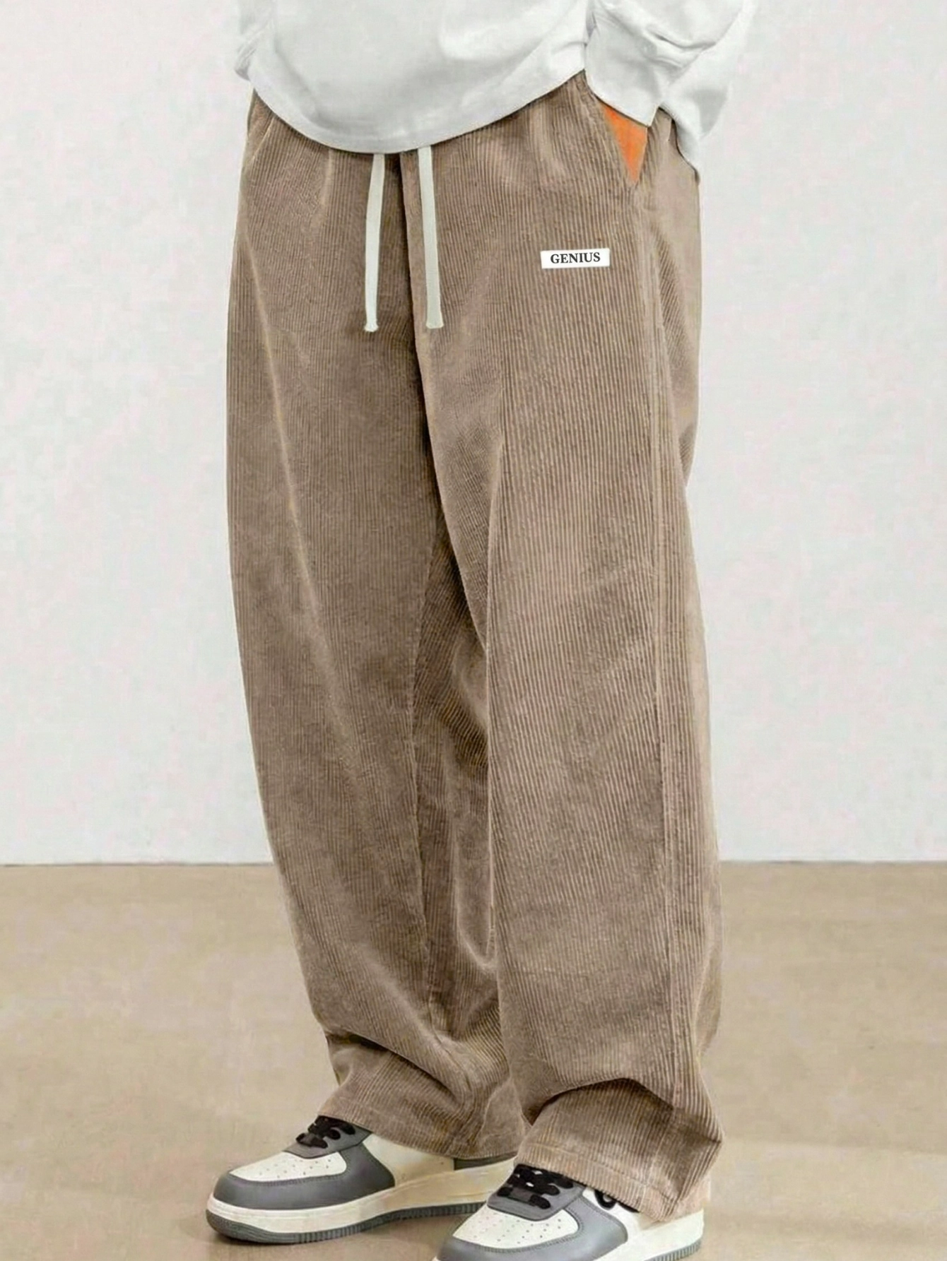GENIUS%20Erkek%20Pantolon%20Fitilli%20Kadife%20Bol%20Paça%20Oversize%20Pantolon-Vizon