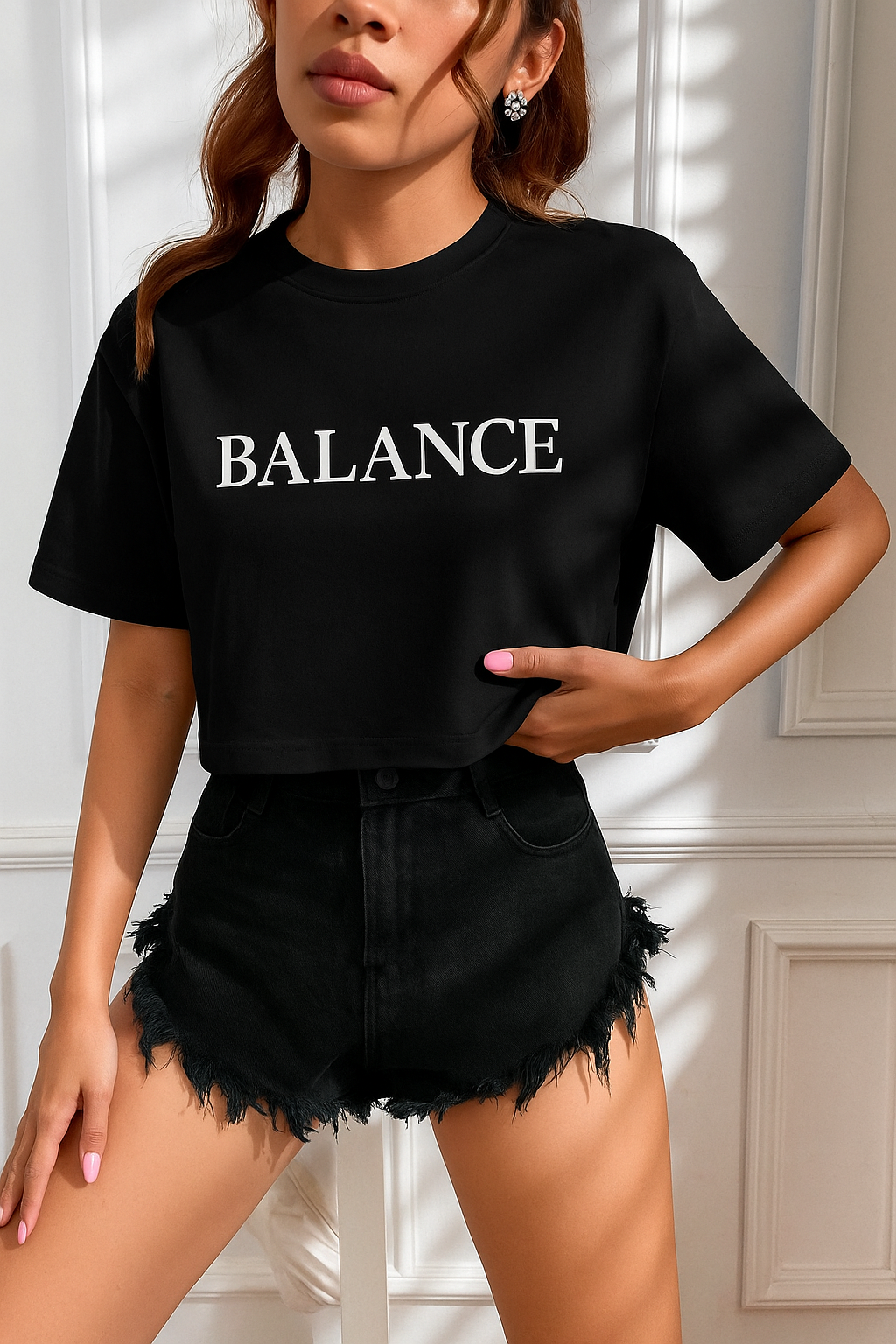 Kadın%20Tişört%20Crop%20Tişört%20Baskılı%20Fit%20Tişört%20BALANCE-TİŞÖRT-Siyah