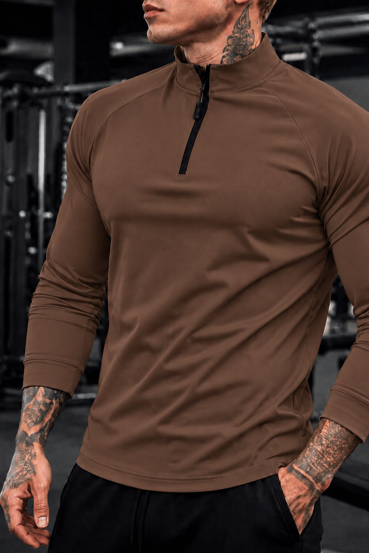 Erkek%20Yarım%20Fermuarlı%20Compression%20Uzun%20Kol%20Spor%20Tişört%20ve%20Fitness%20Tişörtü%20DALGIÇ-UZUN-Kahverengi