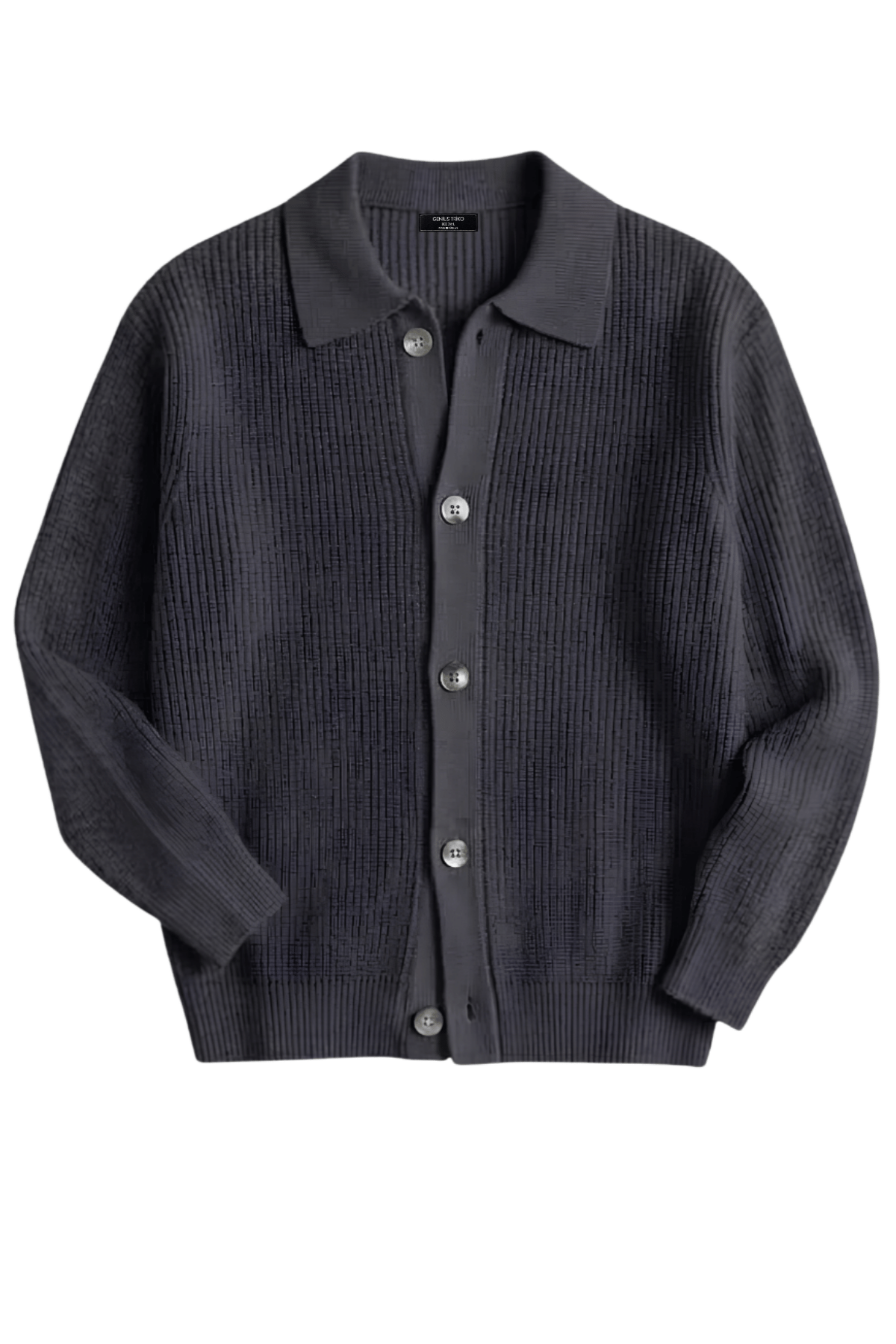 Erkek%20Hırka%20Oversize%20Kalıp%20Düğmeli%20Polo%20Yaka%20Triko%20Kazak%20Çekme/Uzama%20Yapmaz%20ERKEK-HIRKA-Füme