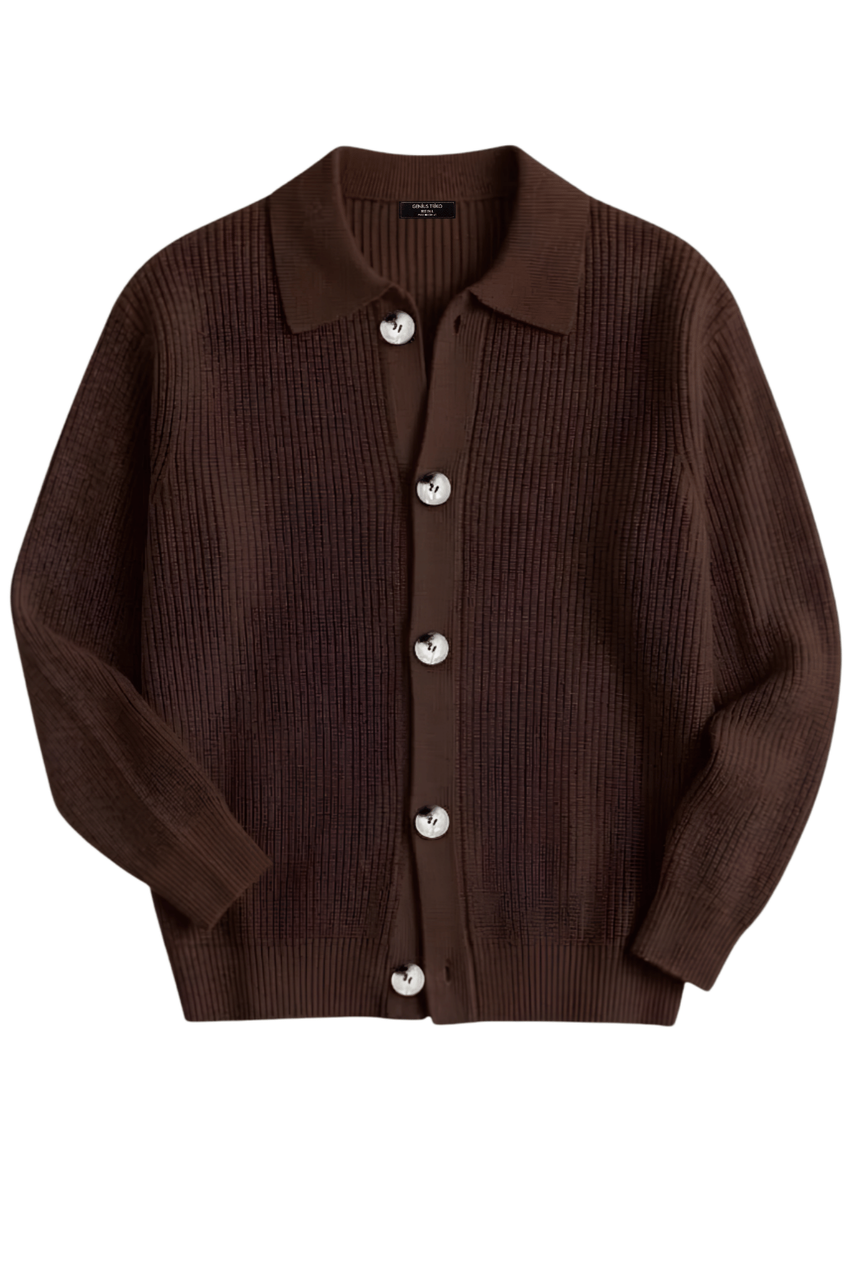 Erkek%20Hırka%20Oversize%20Kalıp%20Düğmeli%20Polo%20Yaka%20Triko%20Kazak%20Çekme/Uzama%20Yapmaz%20ERKEK-HIRKA-Kahverengi