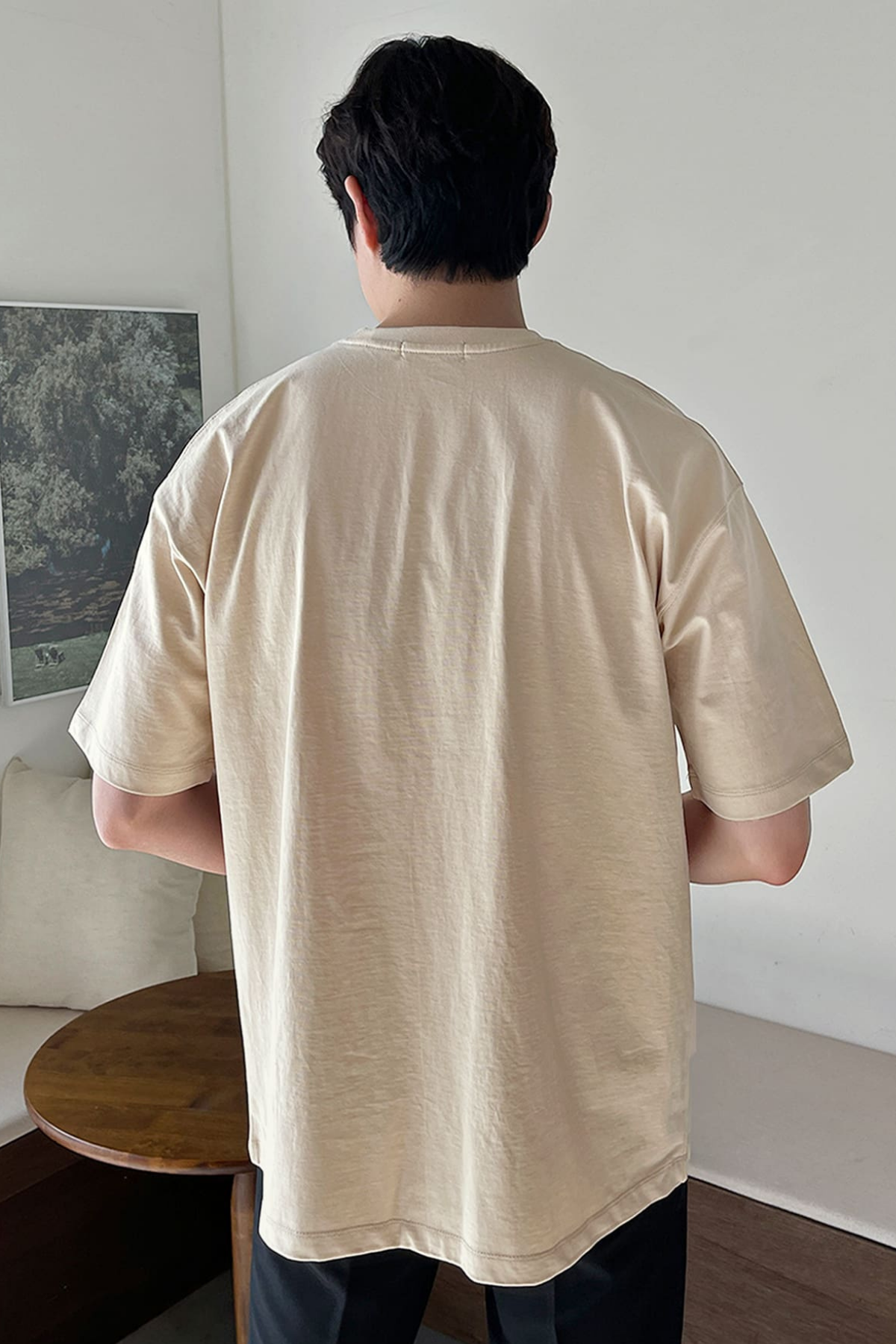 Erkek%20Oversize%20Tişört%20Pamuk%20Kumaş%20Bisiklet%20Yaka%20Rahat%20Kalıp%20T-shirt