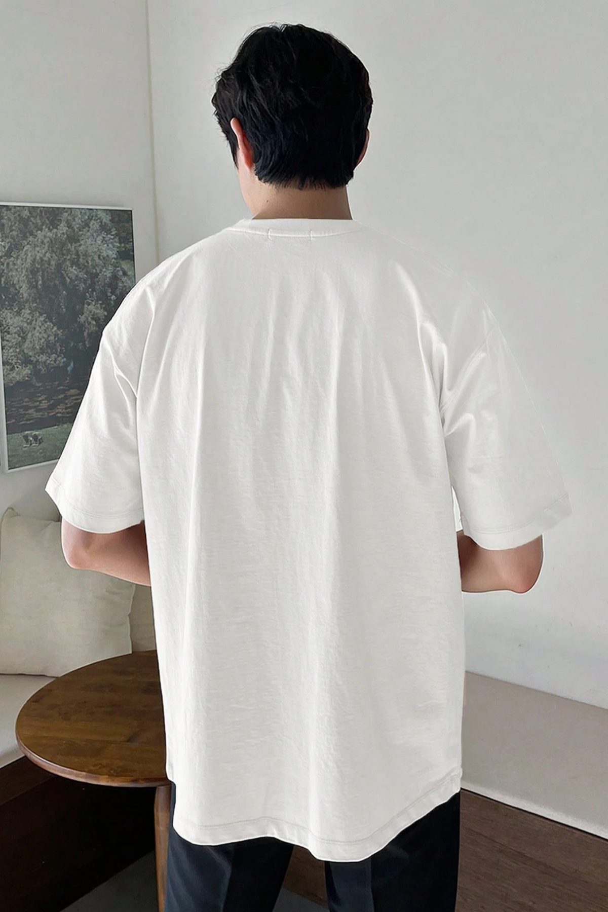 Erkek%20Oversize%20Tişört%20Pamuk%20Kumaş%20Bisiklet%20Yaka%20Rahat%20Kalıp%20T-shirt-Beyaz