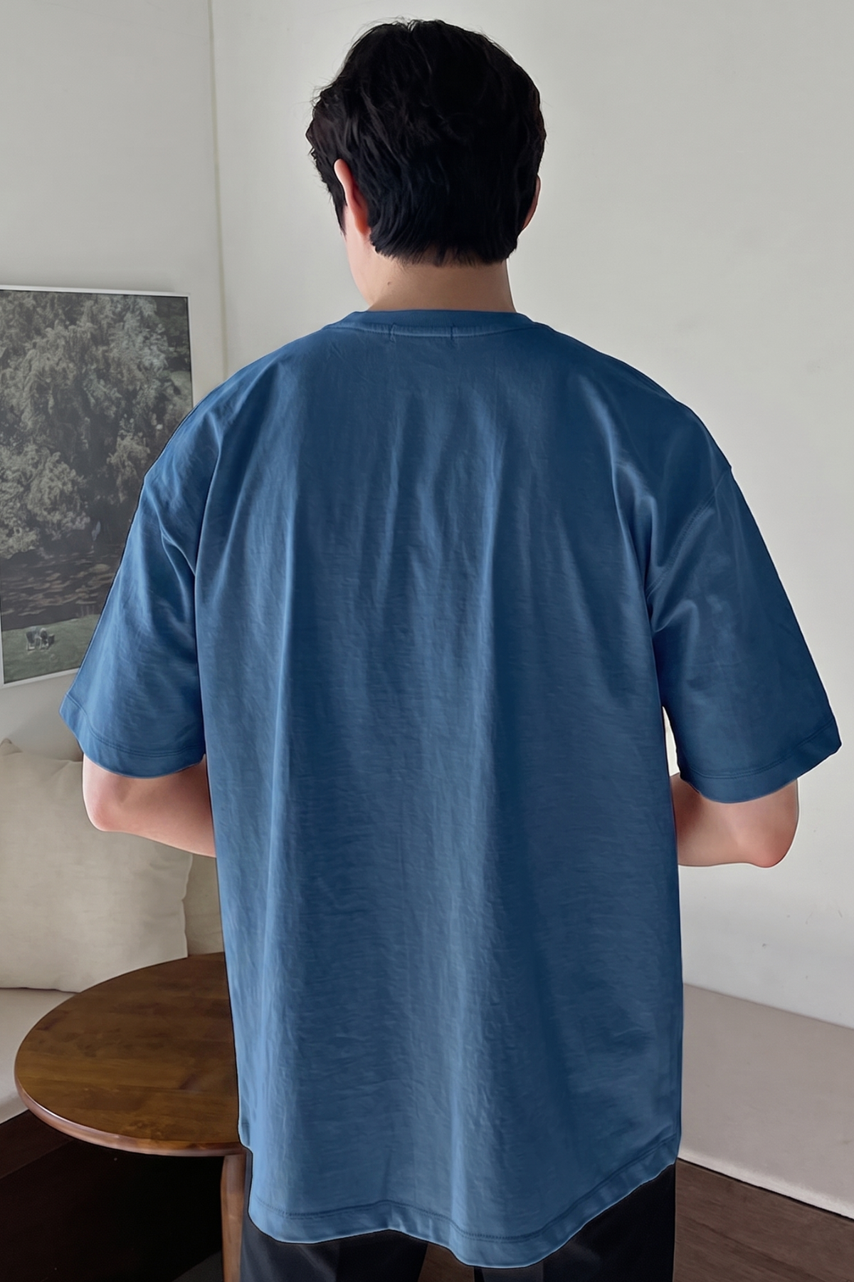 Erkek%20Oversize%20Tişört%20Pamuk%20Kumaş%20Bisiklet%20Yaka%20Rahat%20Kalıp%20T-shirt-İndigo