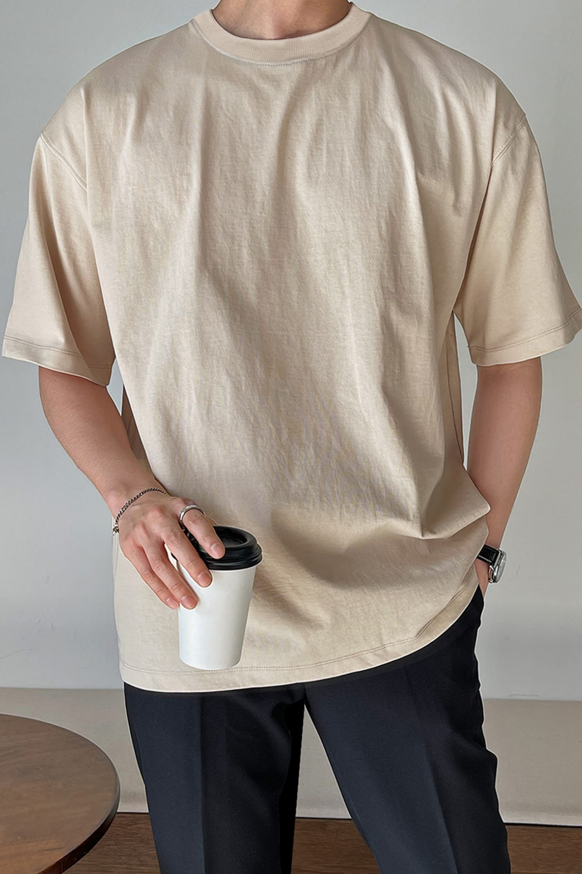 Erkek%20Oversize%20Tişört%20Pamuk%20Kumaş%20Bisiklet%20Yaka%20Rahat%20Kalıp%20T-shirt