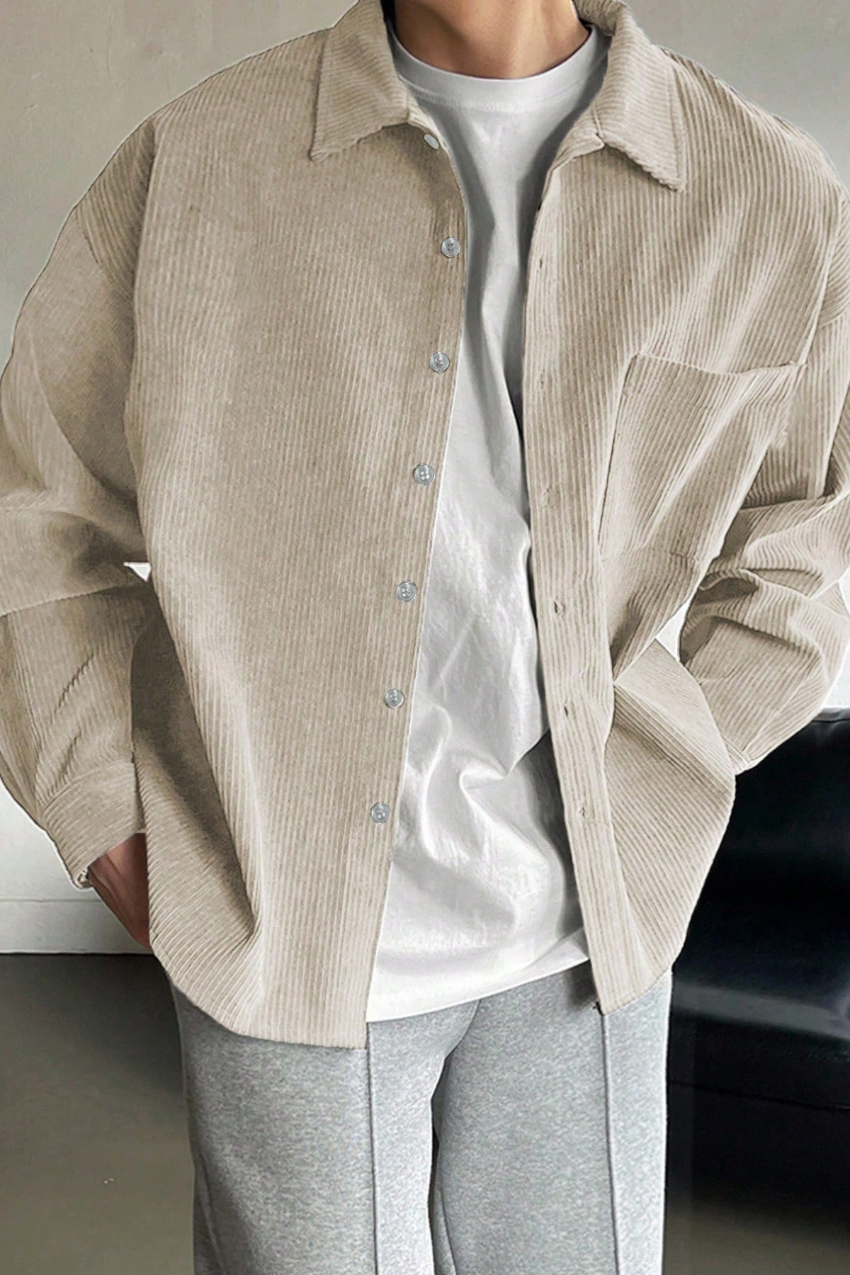 Erkek%20Gömlek%20Fitilli%20Kadife%20Oversize%20Gömlek%20Yaka%20Cepli%20Uzun%20Kollu%20Ceket%20Gömlek