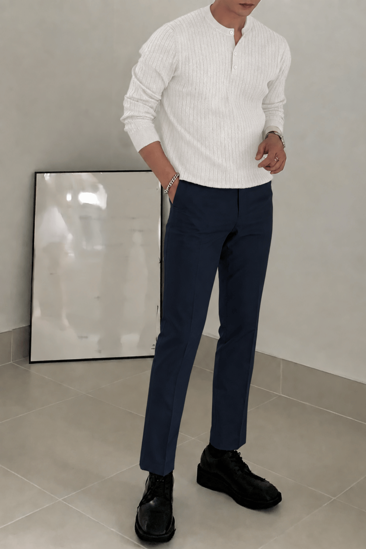 Erkek%20Fitilli%20Henley%20Yaka%20Triko%20Kazak%20Regular%20Fit%20Düğmeli%20Kazak%20HENLEY-YAKA