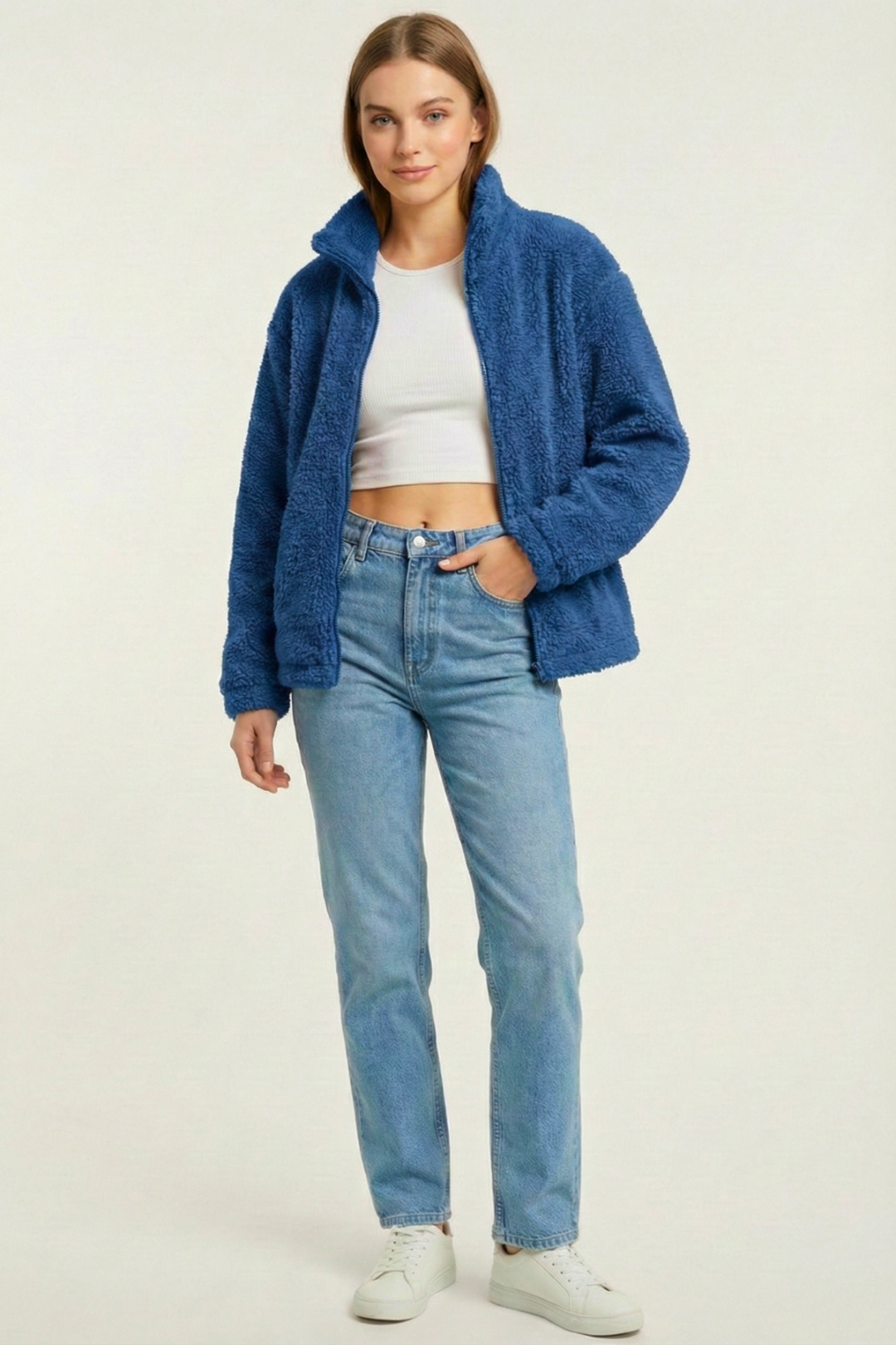 Kadın%20Peluş%20Tam%20Fermuarlı%20Cepli%20Sherpa%20Kuzu%20Kumaş%20Oversize%20Peluş%20Polar%20Sweatshirt-İndigo