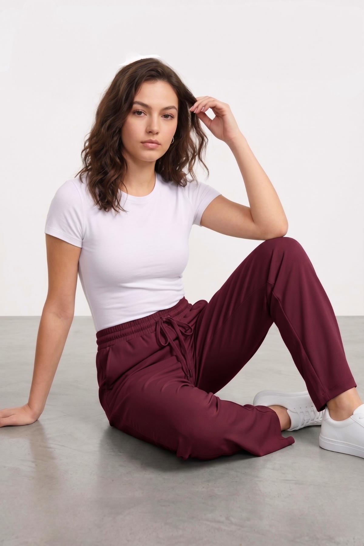 Kadın%20Pantolon%20Beli%20Lastikli%20Cepli%20Rahat%20Kalıp%20Kadın%20Spor%20Pantolon-Mürdüm