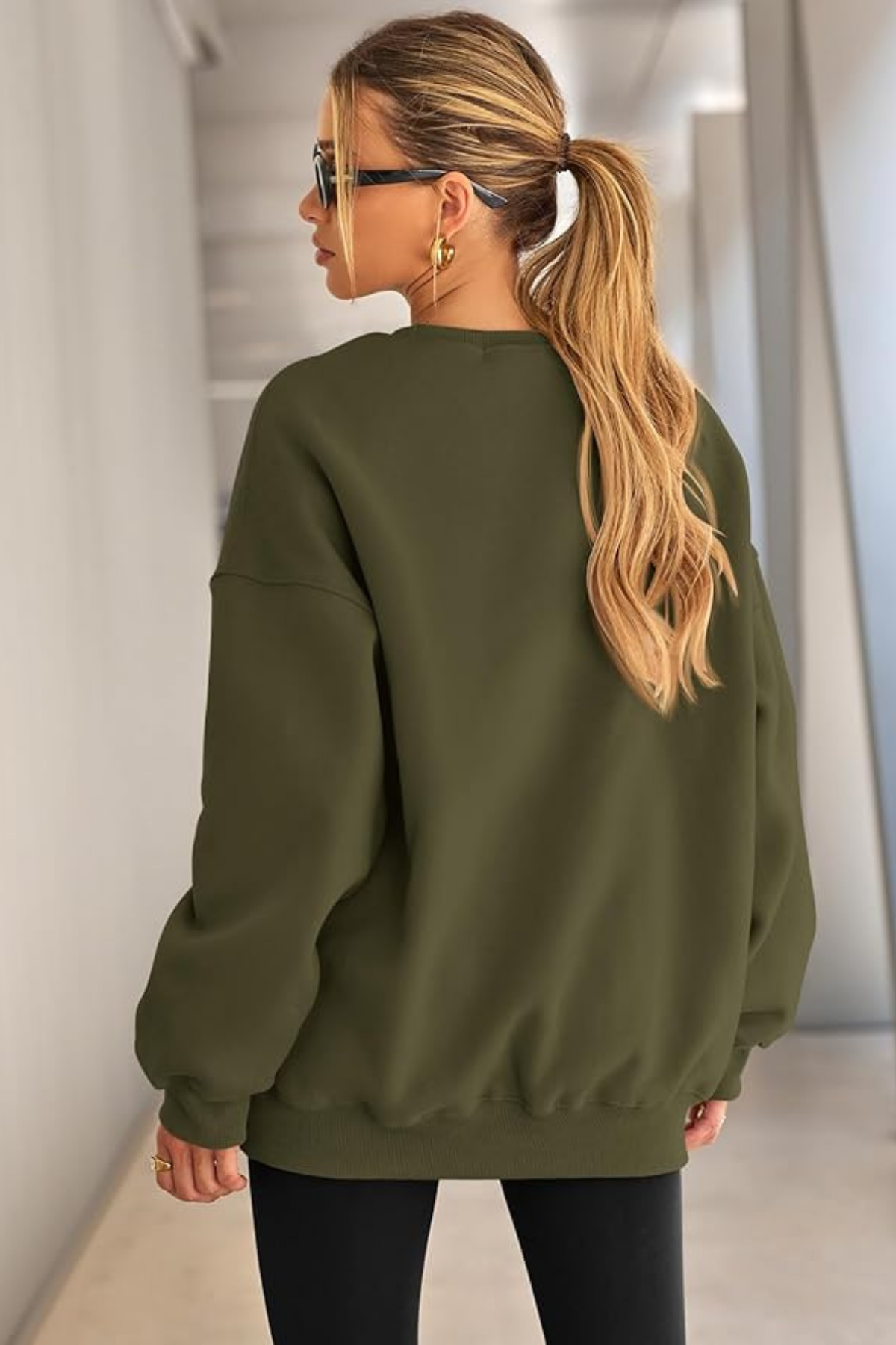 Genıus%20Store%20Kadın%20Sweatshirt%20Oversize%20Geniş%20Kalıp%20İçi%20Şardonlu%20Bisiklet%20Yaka%20Oversize Sweatshirt%20KADIN-SWEATSHIRT-Haki
