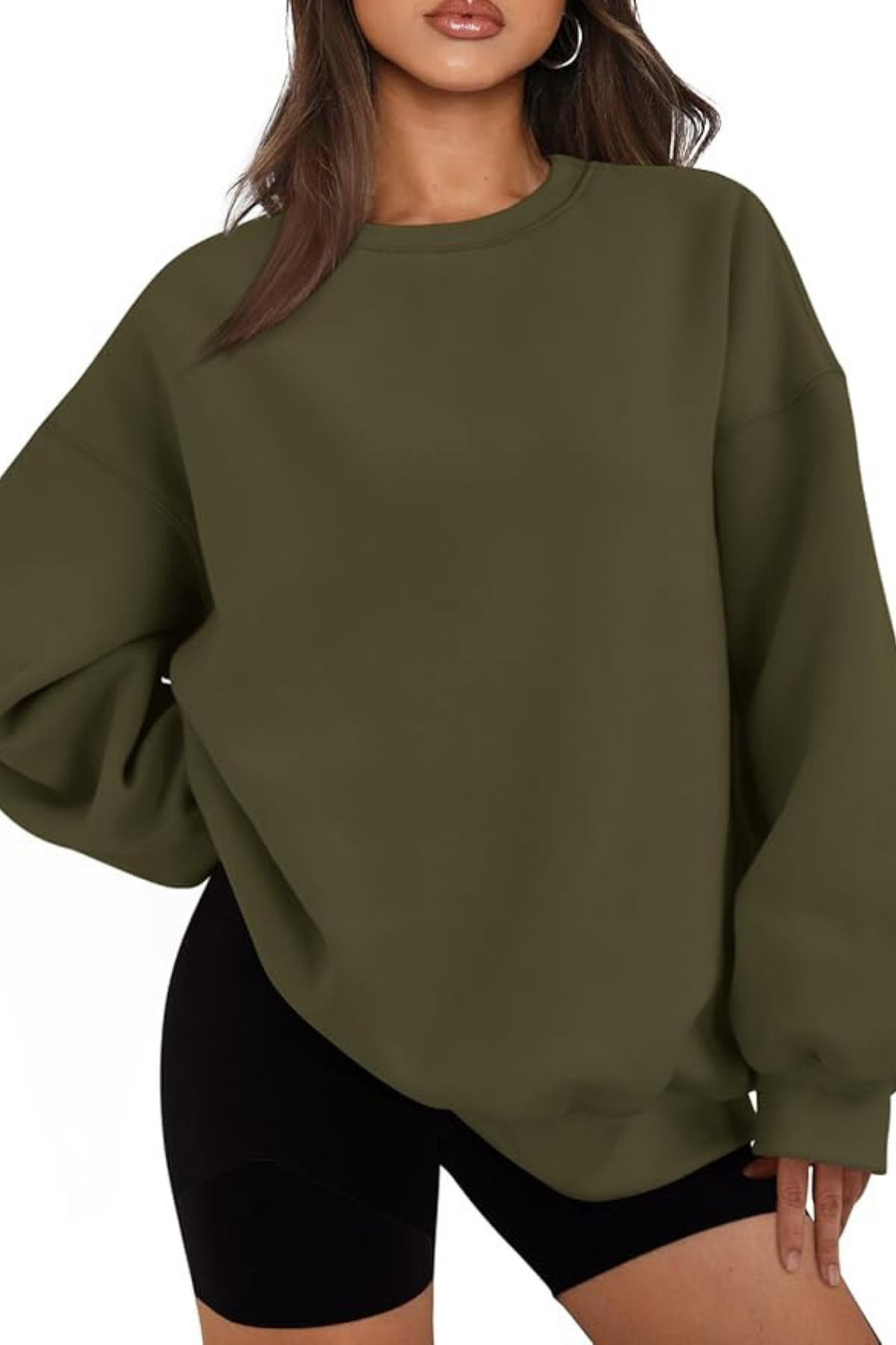 Genıus%20Store%20Kadın%20Sweatshirt%20Oversize%20Geniş%20Kalıp%20İçi%20Şardonlu%20Bisiklet%20Yaka%20Oversize Sweatshirt%20KADIN-SWEATSHIRT-Haki