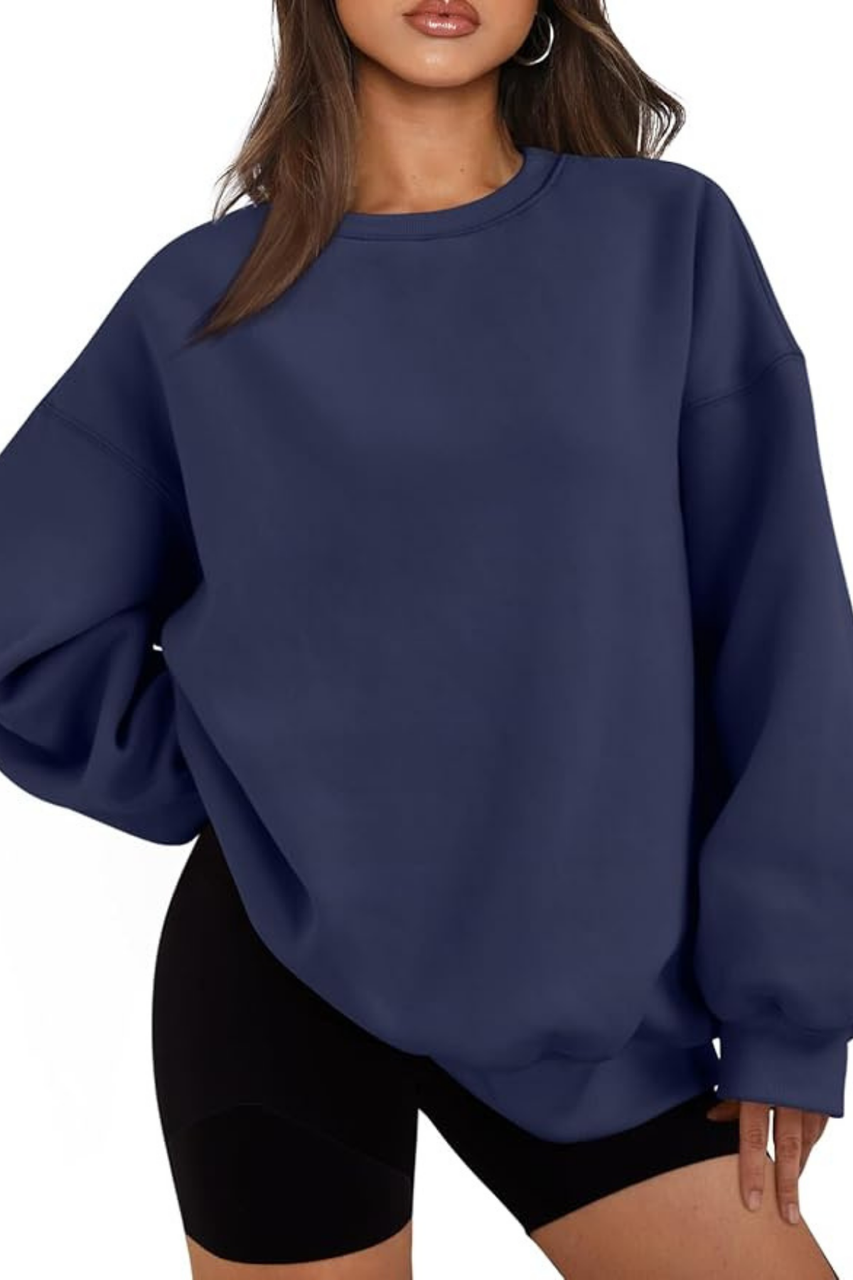 Genıus%20Store%20Kadın%20Sweatshirt%20Oversize%20Geniş%20Kalıp%20İçi%20Şardonlu%20Bisiklet%20Yaka%20Oversize Sweatshirt%20KADIN-SWEATSHIRT-Lacivert