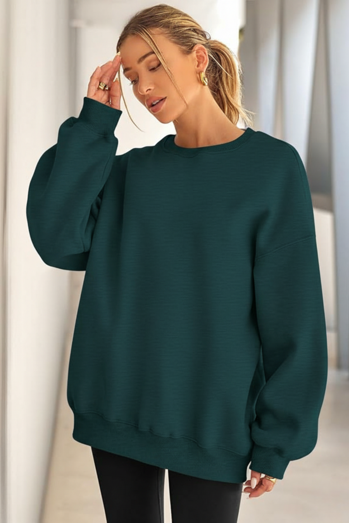 Genıus%20Store%20Kadın%20Sweatshirt%20Oversize%20Geniş%20Kalıp%20İçi%20Şardonlu%20Bisiklet%20Yaka%20Oversize Sweatshirt%20KADIN-SWEATSHIRT-Nefti