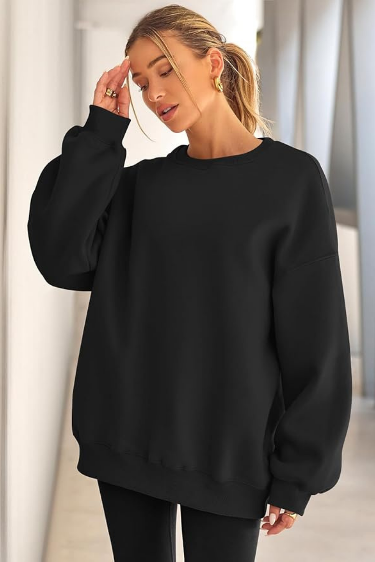 Genıus%20Store%20Kadın%20Sweatshirt%20Oversize%20Geniş%20Kalıp%20İçi%20Şardonlu%20Bisiklet%20Yaka%20Oversize Sweatshirt%20KADIN-SWEATSHIRT