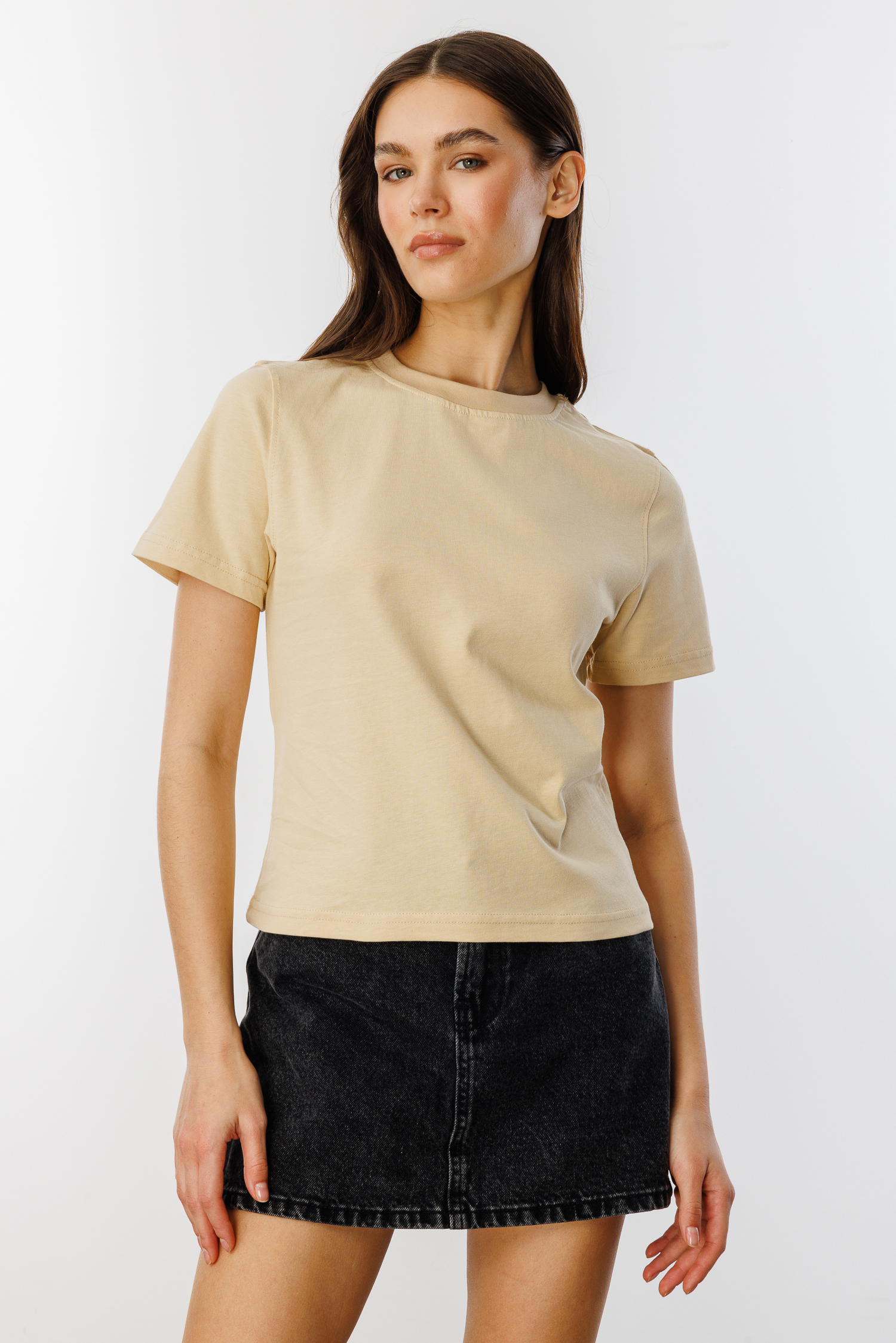 Kadın%20T-shirt%20Kısa%20Kollu%20Organik%20Pamuklu%20Bisiklet%20Yaka%20Crop%20T-shirt