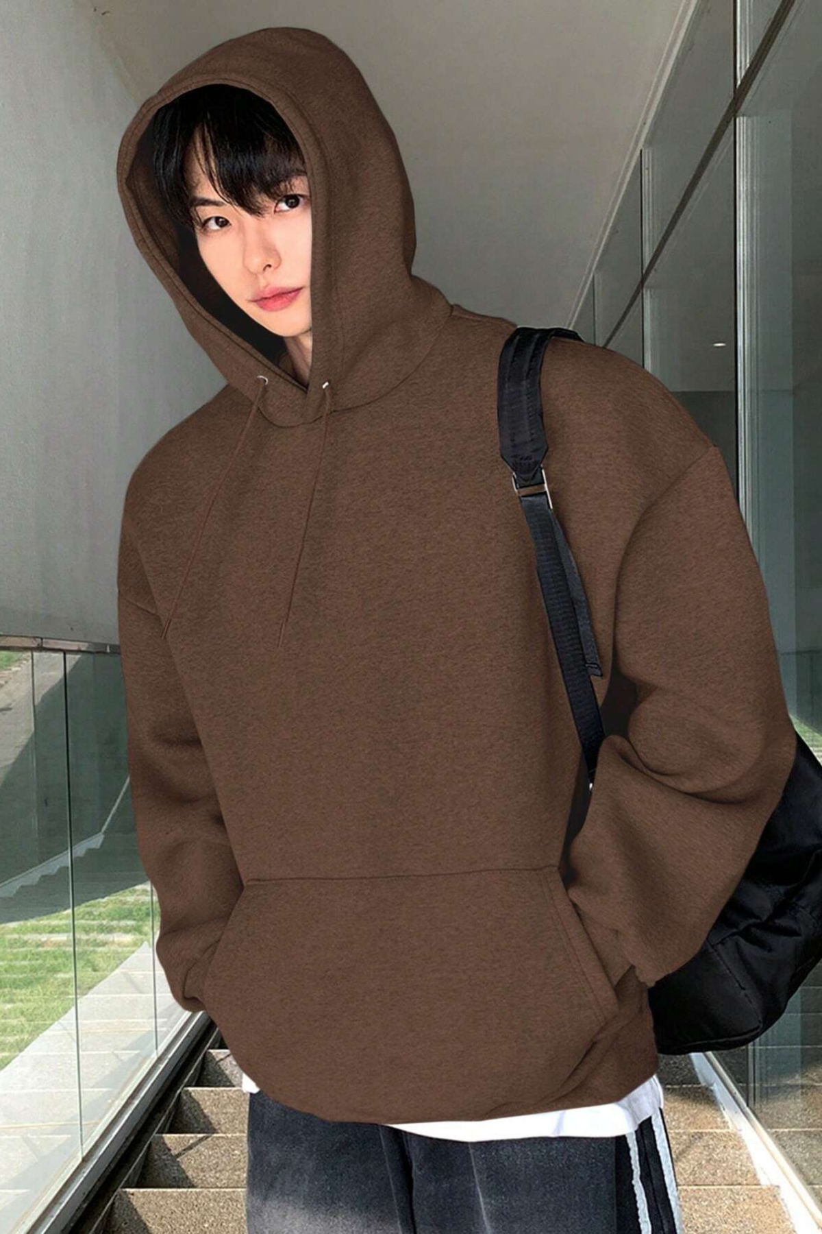 Genius%20Store%20Erkek%20Sweatshirt%20Kanguru%20Cepli%20%20İçi%20Polarlı%203%20İplik%20Kapüşonlu%20Oversize Sweatshirt%20KANGURU-SWEATSHIRT-Kahverengi