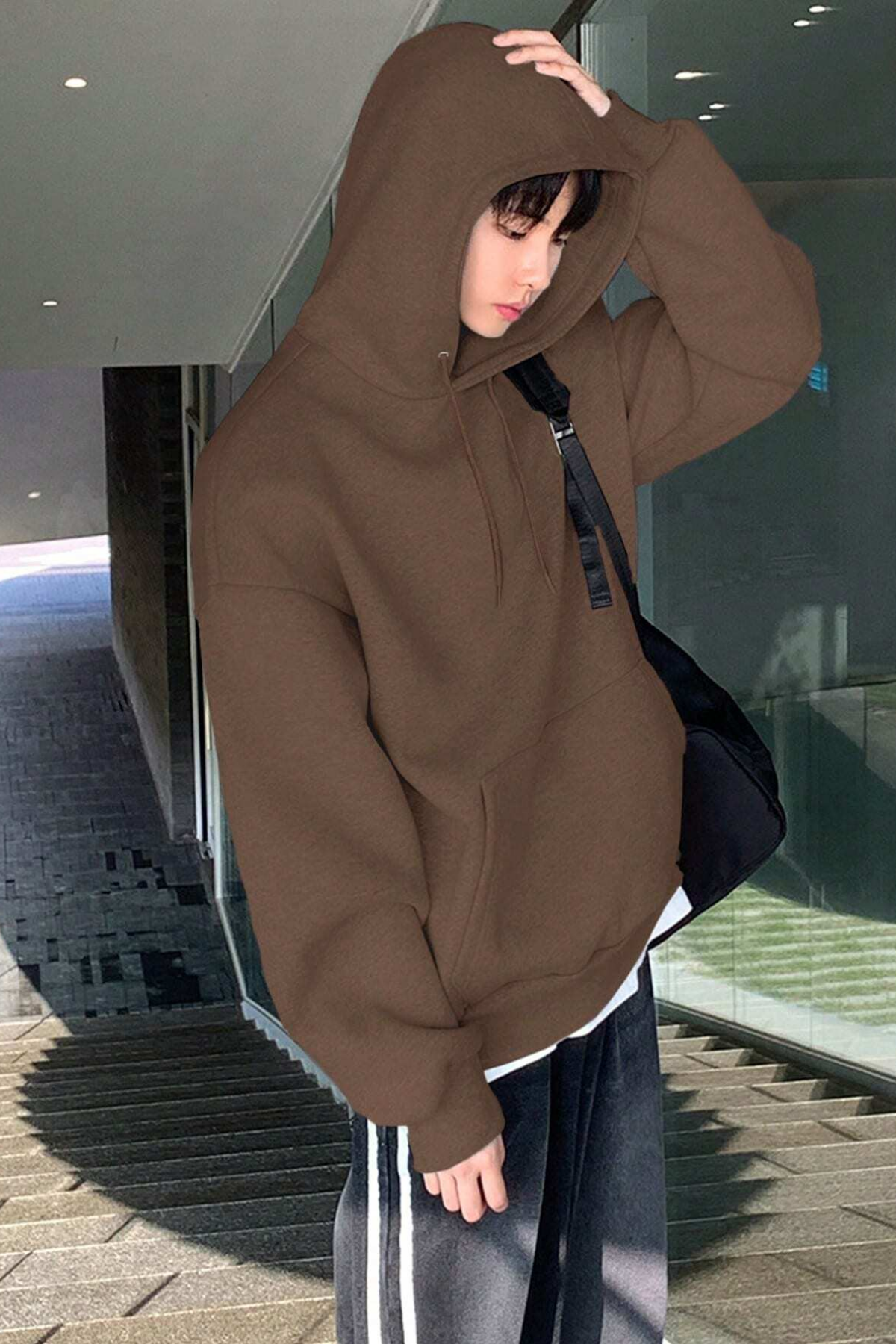 Genius%20Store%20Erkek%20Sweatshirt%20Kanguru%20Cepli%20%20İçi%20Polarlı%203%20İplik%20Kapüşonlu%20Oversize Sweatshirt%20KANGURU-SWEATSHIRT-Kahverengi