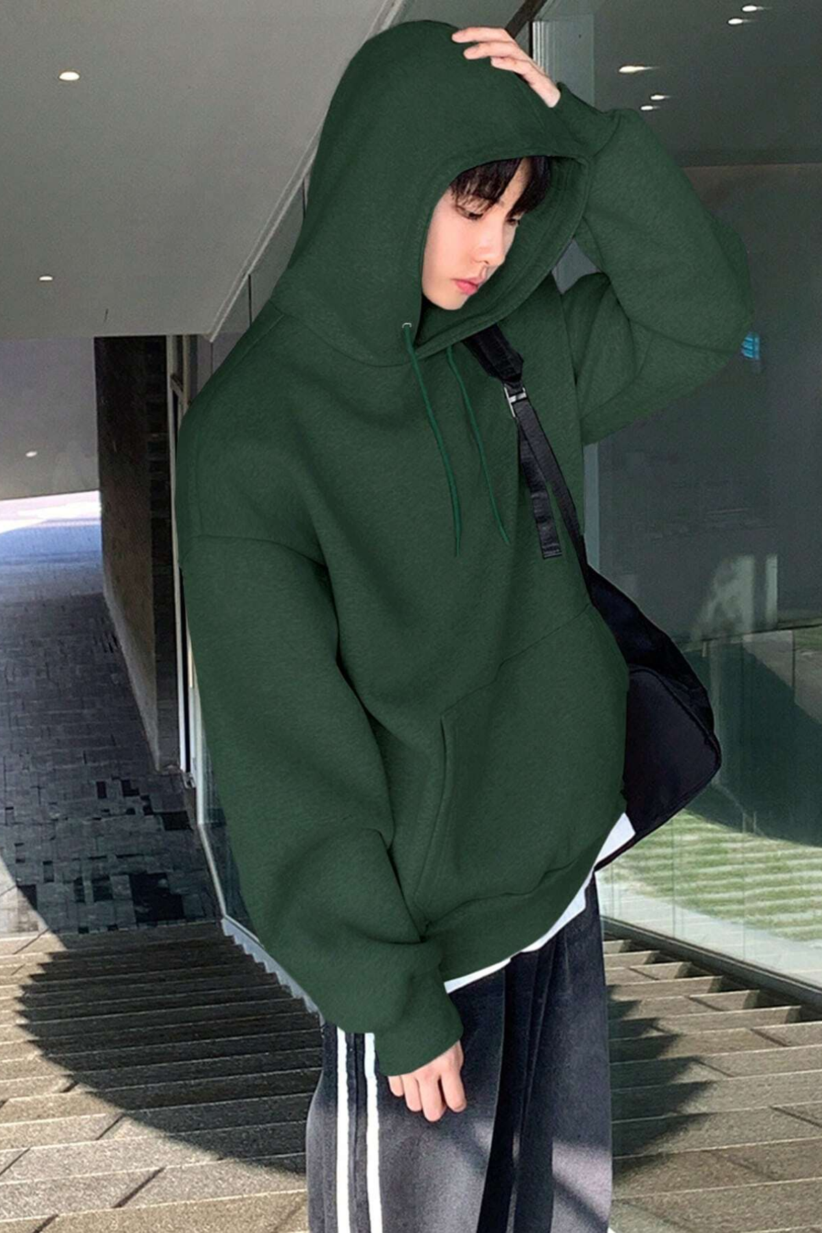 Genius%20Store%20Erkek%20Sweatshirt%20Kanguru%20Cepli%20%20İçi%20Polarlı%203%20İplik%20Kapüşonlu%20Oversize Sweatshirt%20KANGURU-SWEATSHIRT-Yeşil