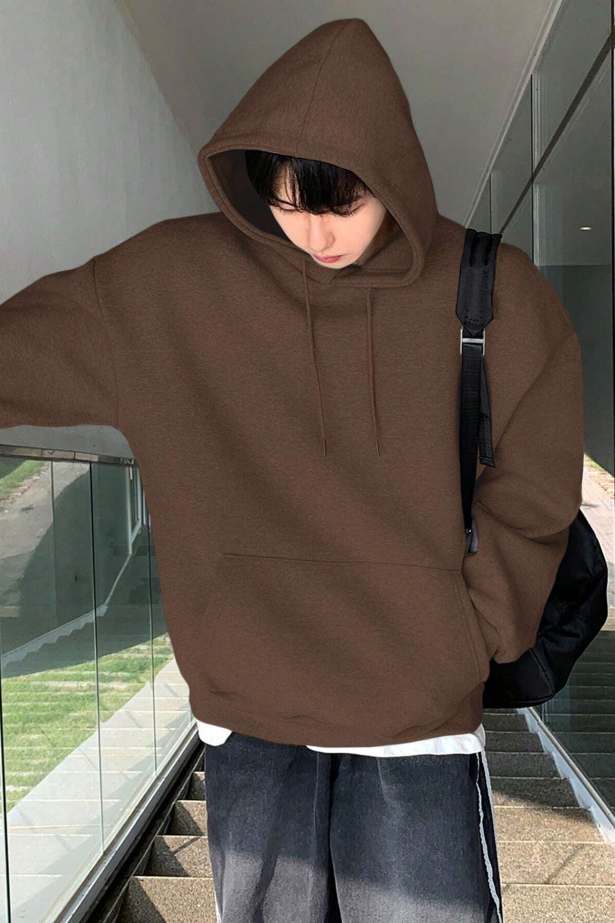 Genius%20Store%20Erkek%20Sweatshirt%20Kanguru%20Cepli%20%20İçi%20Polarlı%203%20İplik%20Kapüşonlu%20Oversize Sweatshirt%20KANGURU-SWEATSHIRT-Kahverengi