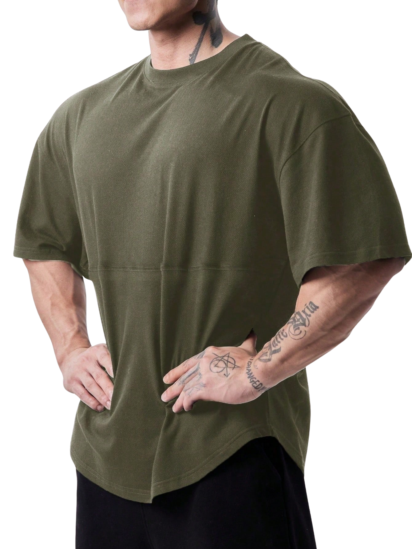 Genius%20Erkek%20Spor%20Tişört%20Oversize%20Fitness%20&%20Gym%20Antrenman%20Tişörtü-Haki