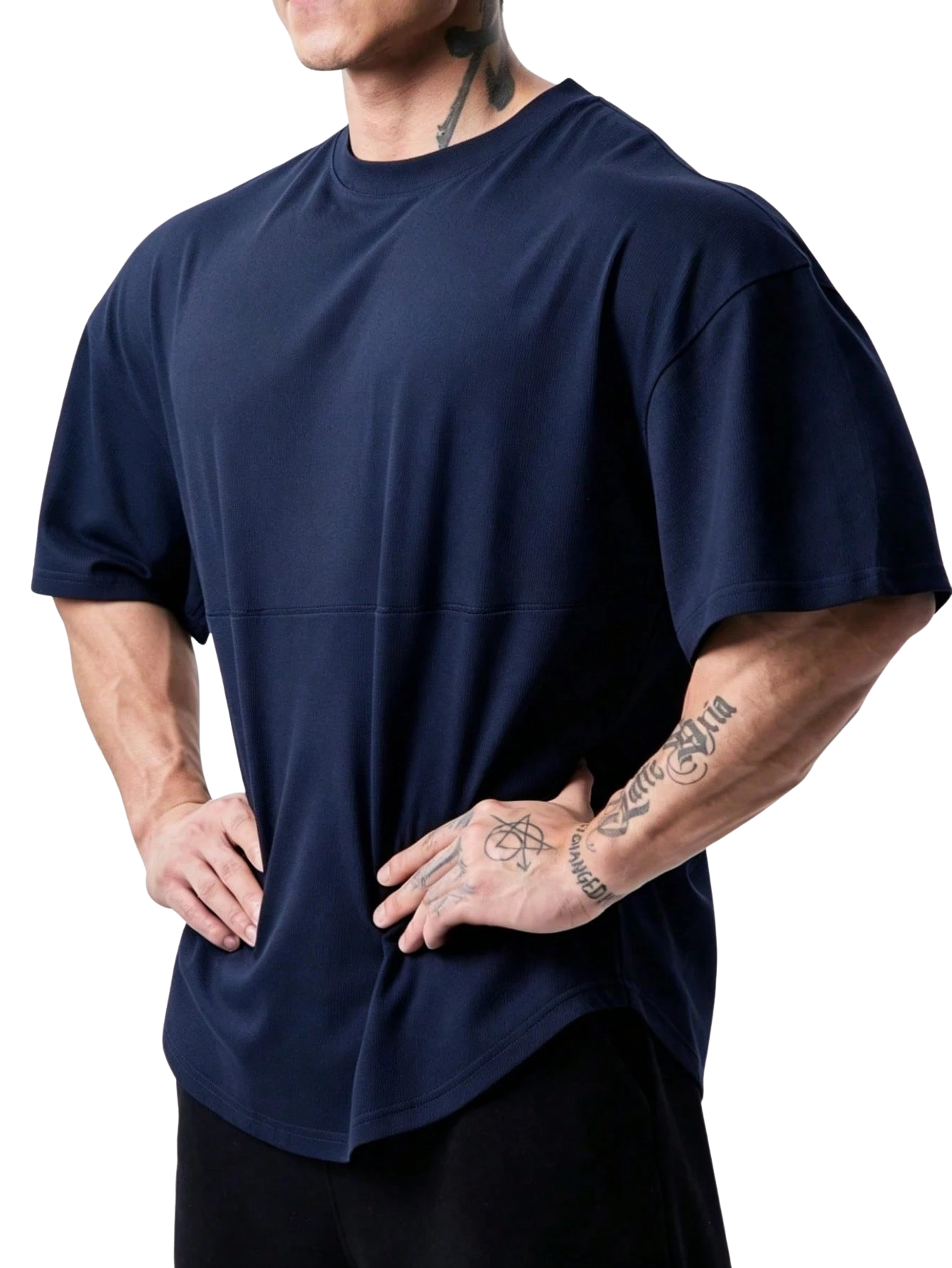 Genius%20Erkek%20Spor%20Tişört%20Oversize%20Fitness%20&%20Gym%20Antrenman%20Tişörtü-Lacivert