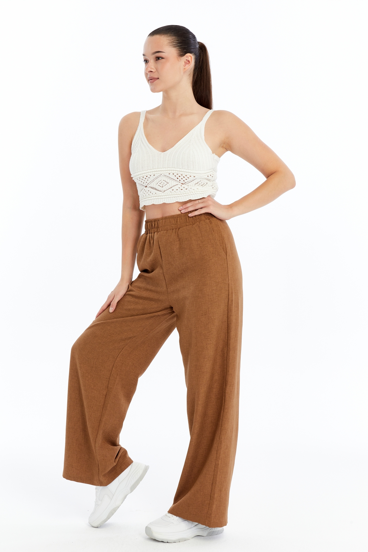 Kadın%20Pantolon%20Keten%20Karışımlı%20Belİ%20Lastikli%20Kırışmaz%20Kumaş%20Pantolon%20KETEN-PANTOLON-KAHVERENGİ