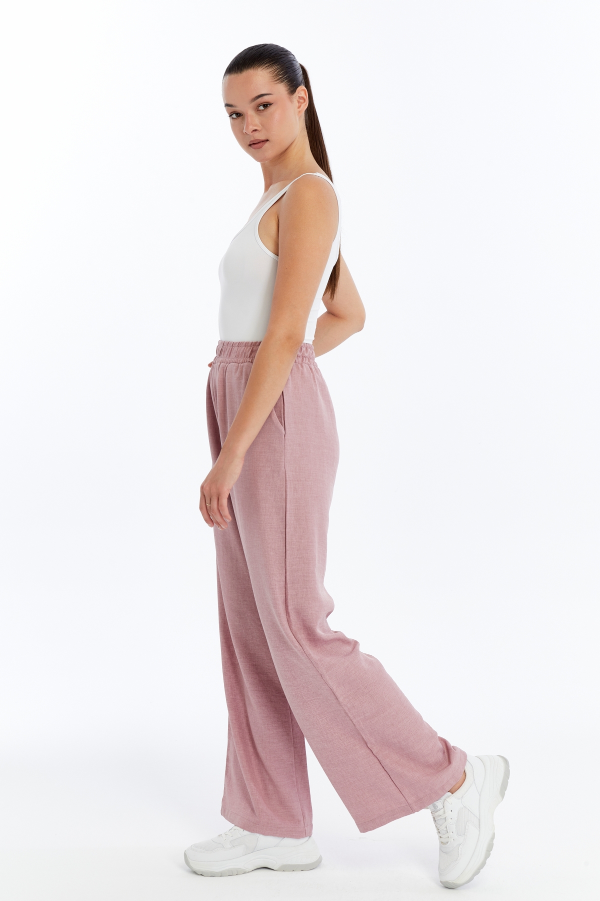 Kadın%20Pantolon%20Keten%20Karışımlı%20Belİ%20Lastikli%20Kırışmaz%20Kumaş%20Pantolon%20KETEN-PANTOLON-PEMBE