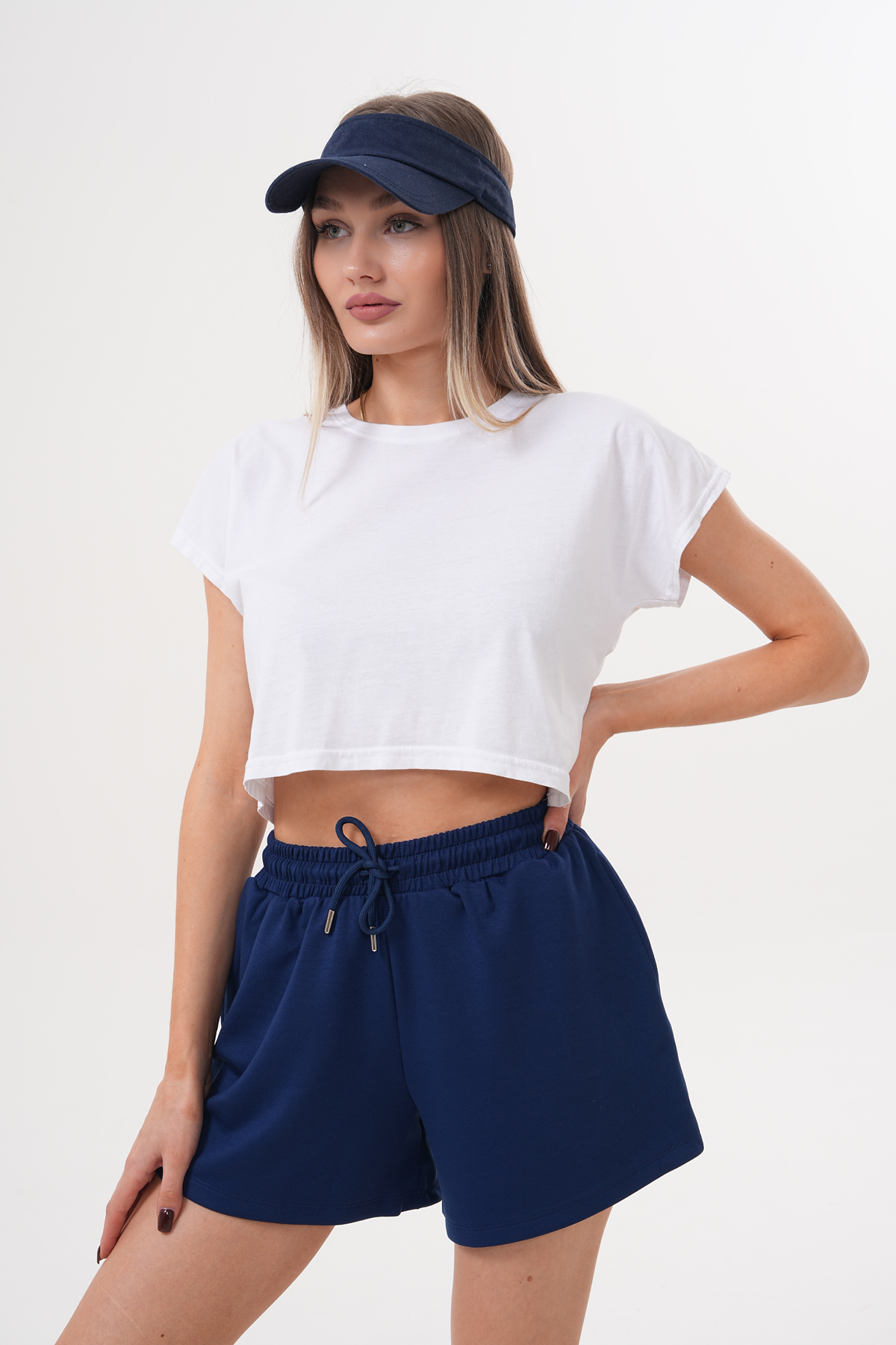 Kadın%20Modal%20Şort%20Beli%20Lastikli%20Cepli%20Şort%20MODAL-ŞORT-Lacivert