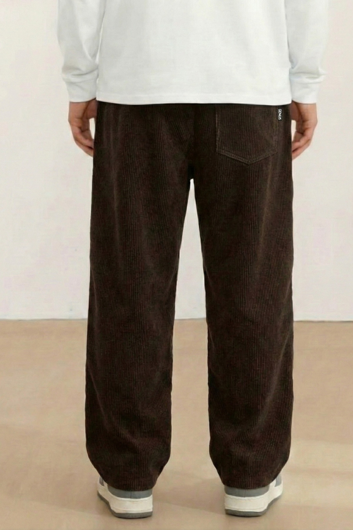 GENIUS%20Erkek%20Pantolon%20Fitilli%20Kadife%20Bol%20Paça%20Oversize%20Pantolon-Kahverengi
