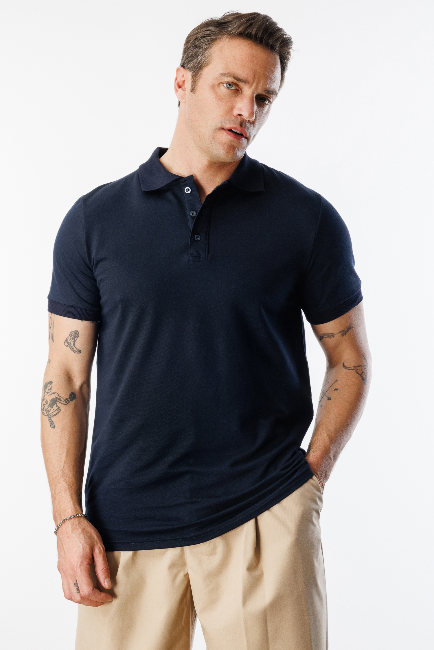  Erkek%20Çekmeyen%20Pamuklu%20Kumaş%20Regular%20Fit%20Standart%20Kesim%20Polo%20Yaka%20Tişört%20POLOYAKA-T-SHIRT1-Lacivert