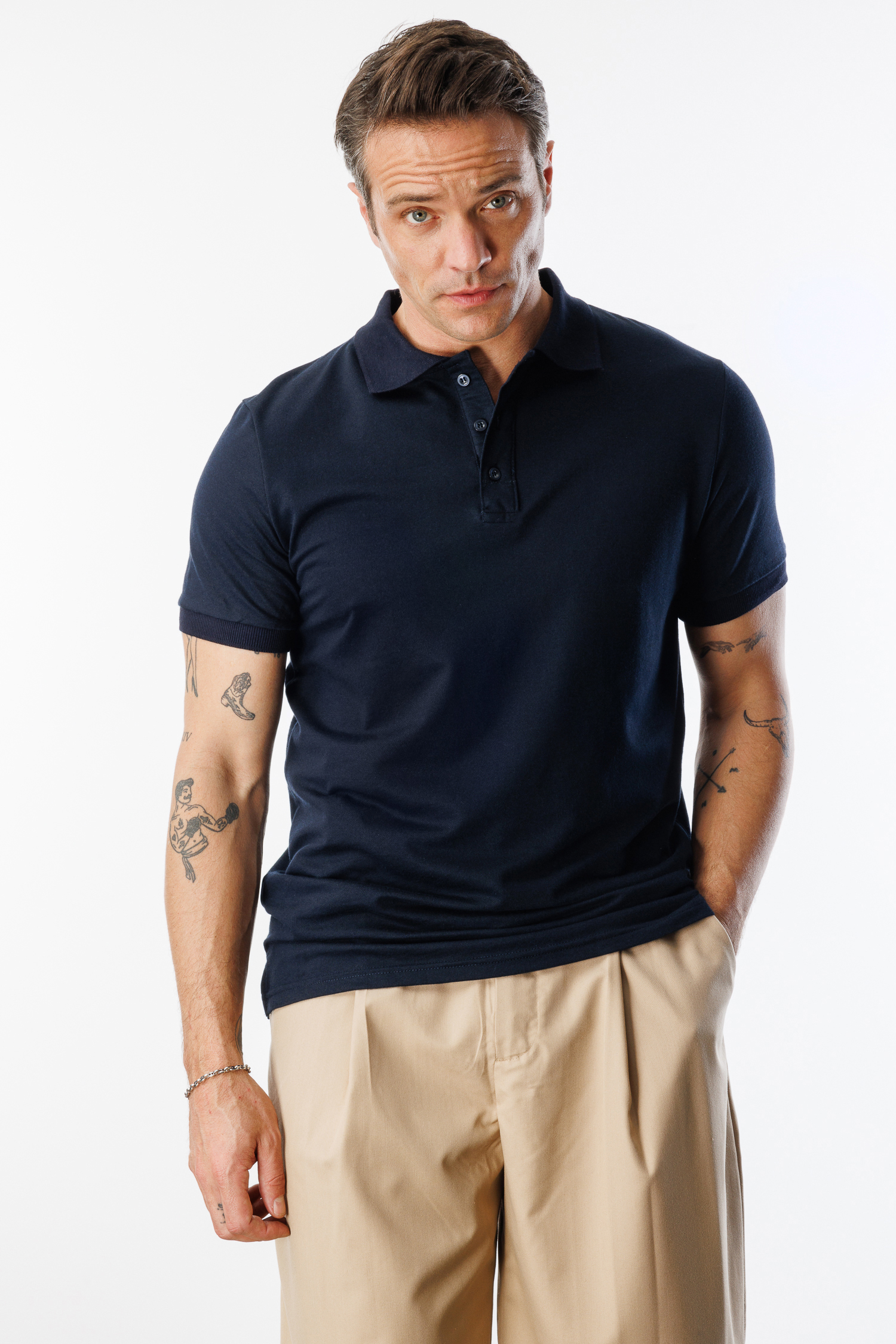  Erkek%20Çekmeyen%20Pamuklu%20Kumaş%20Regular%20Fit%20Standart%20Kesim%20Polo%20Yaka%20Tişört%20POLOYAKA-T-SHIRT1-Lacivert
