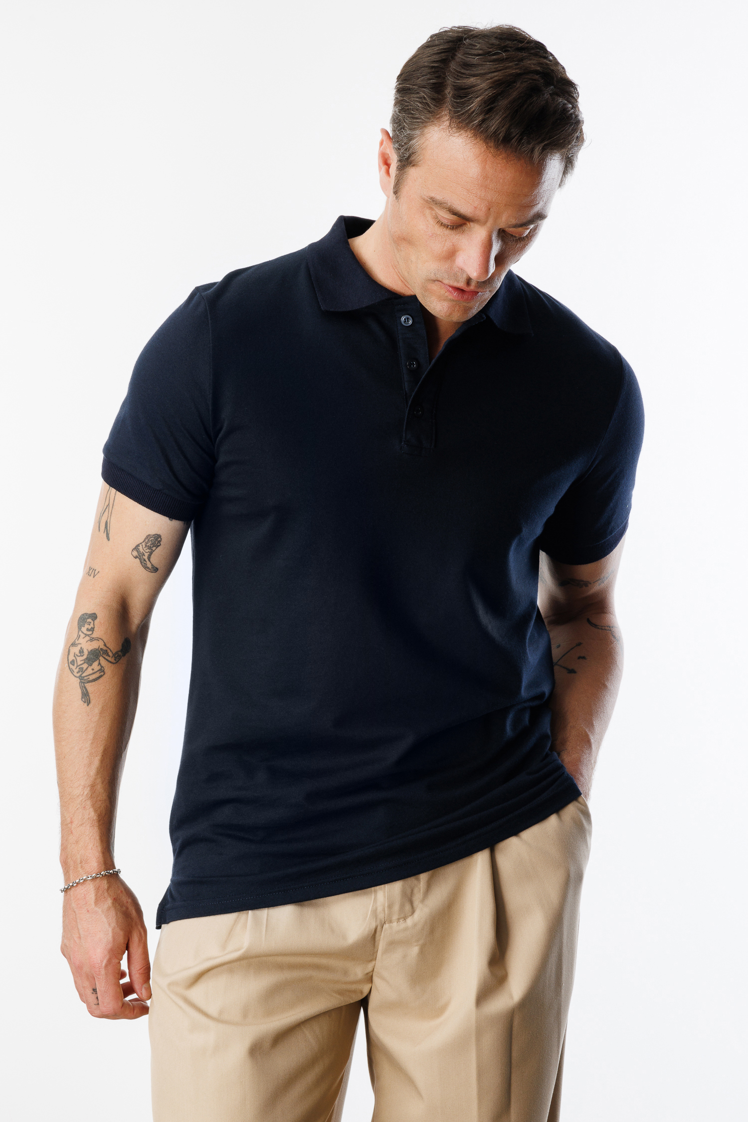  Erkek%20Çekmeyen%20Pamuklu%20Kumaş%20Regular%20Fit%20Standart%20Kesim%20Polo%20Yaka%20Tişört%20POLOYAKA-T-SHIRT1-Lacivert