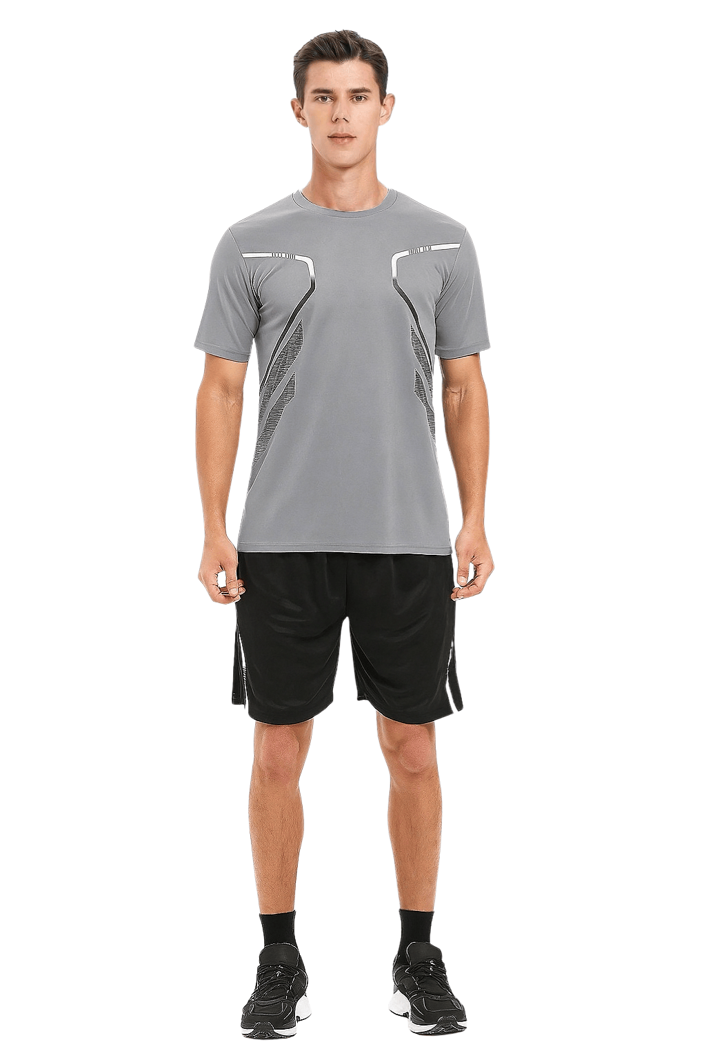 Erkek%20Spor%20Tişört%20Antreman%20Gym%20Polyester%20Erkek%20Sporcu T-shirt%20ŞERİTLİ-TİŞÖRT-Gri