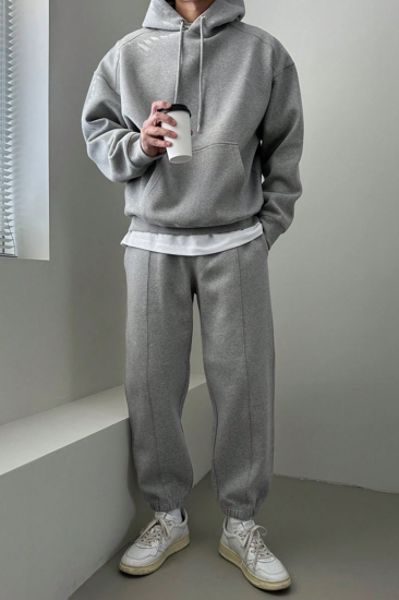 Genius Store Erkek Eşofman Takımı Şardonlu 3 İplik İçi Polarlı Günlük Eşofman Takımı 3İPLİK-TAKIM-Gri