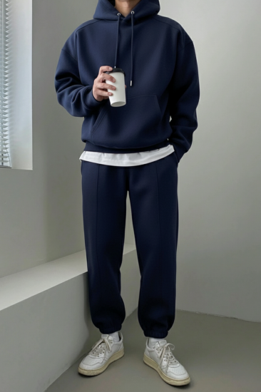 Genius Store Erkek Eşofman Takımı Şardonlu 3 İplik İçi Polarlı Günlük Eşofman Takımı 3İPLİK-TAKIM-Lacivert