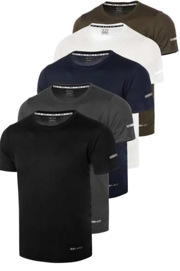 5’li Erkek Nem Emici Hızlı Kuruma Atletik Teknik Performans Spor T-shirt DRIFIT-KISAKOL5