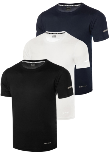 3’lü Erkek Nem Emici Hızlı Kuruma Atletik Teknik Performans Spor T-shirt DRIFIT-KISAKOL3