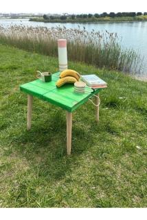 Katlanir Kamp Masası,ahşap Piknik Masası, Balkon Masası, Mutfak Masası 50x50x50 Yeşil