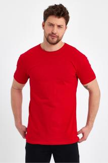 Erkek Bisiklet Yaka Basic Kırmızı Tişört