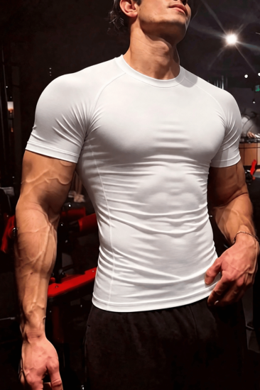 Erkek Dalgıç Kumaş Compression Spor Tişört Muscle Body Fit Gym Antrenman T-Shirt COMPRESSİON-T-SHİRT