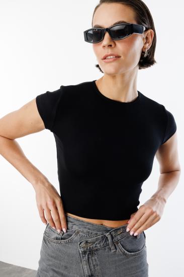 Kısa Kollu Kadın Crop T-shirt CROP-T-SHIRT-Siyah