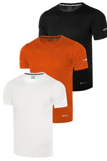 3’lü Erkek Nem Emici Hızlı Kuruma Atletik Teknik Performans Spor T-shirt DRIFIT-KISAKOL3
