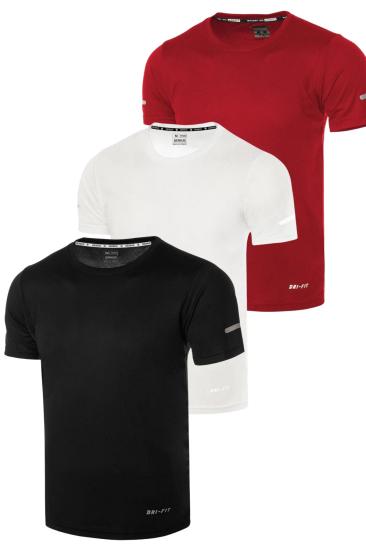 3’lü Erkek Nem Emici Hızlı Kuruma Atletik Teknik Performans Spor T-shirt