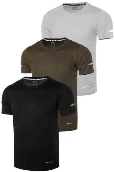 3’lü Erkek Nem Emici Hızlı Kuruma Atletik Teknik Performans Spor T-shirt