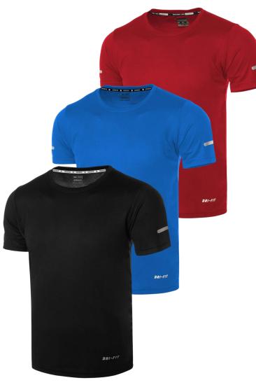 3’lü Erkek Nem Emici Hızlı Kuruma Atletik Teknik Performans Spor T-shirt DRIFIT-KISAKOL3