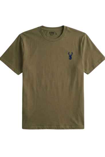 Erkek Siyah Tişört %100 Pamuk Süprem Basic Tişört Bisiklet Yaka Nakışlı T-shirt ERKEK-NAKIŞLI-Haki