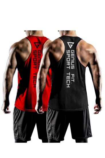 2’li Paket Erkek Dry Fit Y-back Gym Fitness Sporcu Atleti Genıus-fıt2