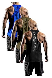 3'lü Paket Erkek Dry Fit Y-back Gym Fitness Sporcu Atleti GENIUS-FIT3