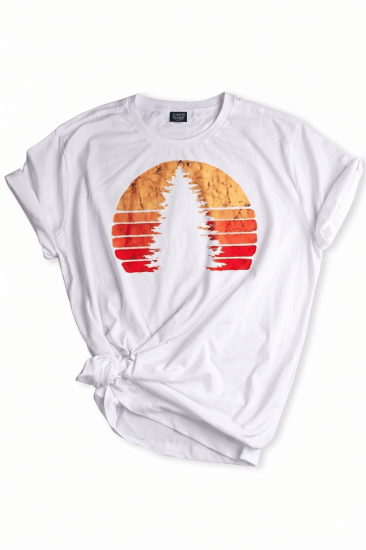 Store Unisex Baskılı Tişört Outdoor Sport T-shirt-GÜNEŞ BEYAZ